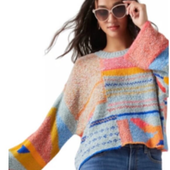 Anthropologie Moon & Madison Wool Blend Crew Neck Sweater Oversized Size S - Picture 1 of 8
